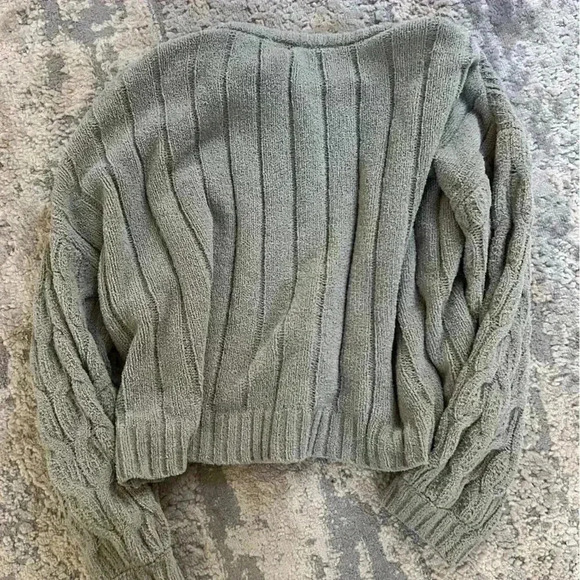 Moon & Madison Gray-green Chunky Cble Knit Soft Sweater Large - Picture 3 of 3